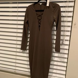 Brown midi dress